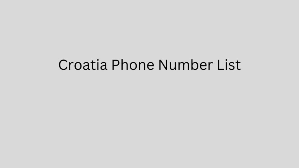 Croatia Phone Number List