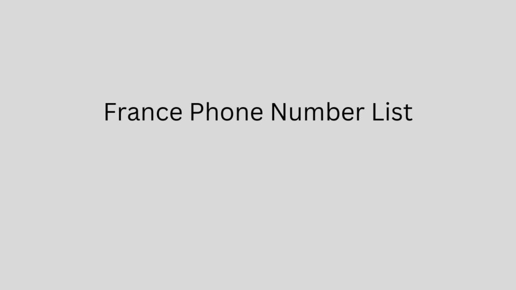 France Phone Number List