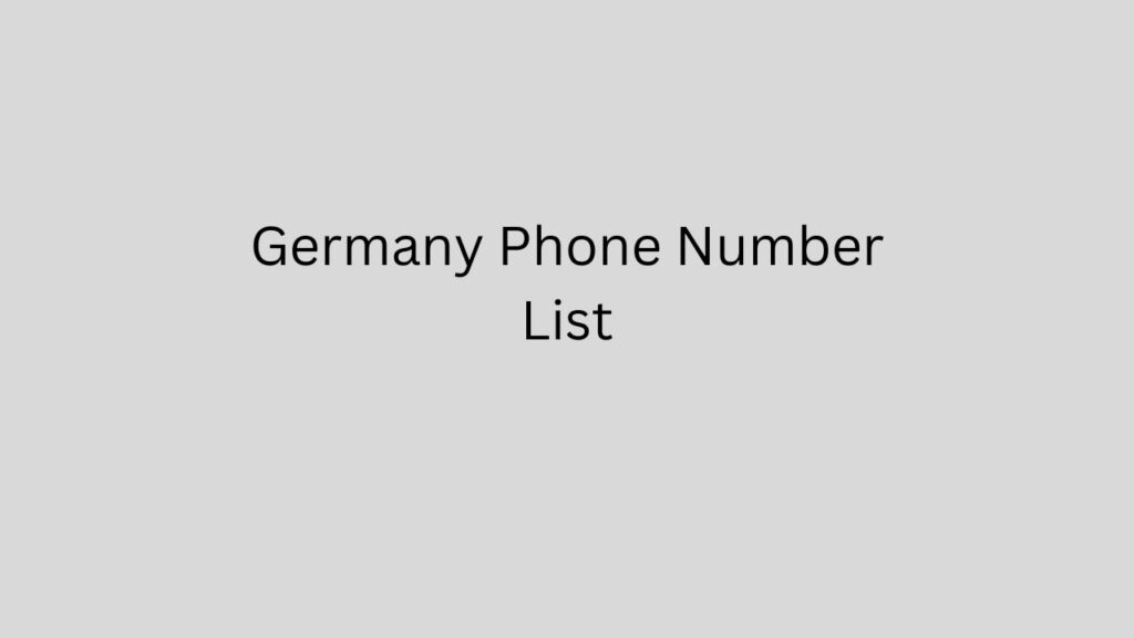 Germany phone number list