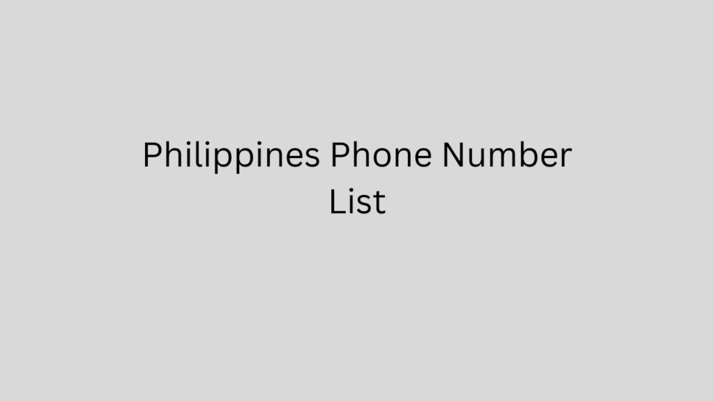 Philippines Phone Number List