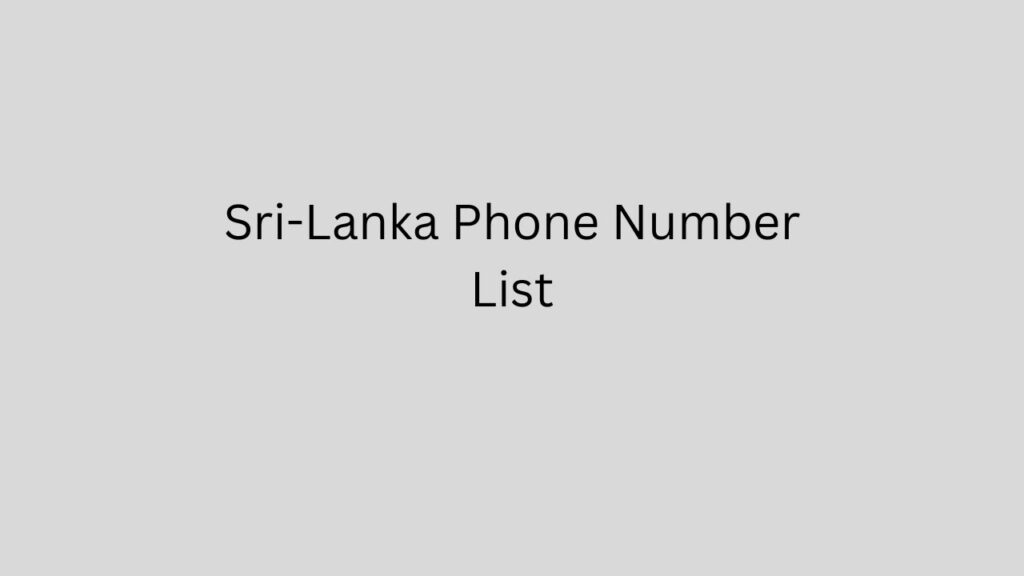 Sri-Lanka Phone Number List